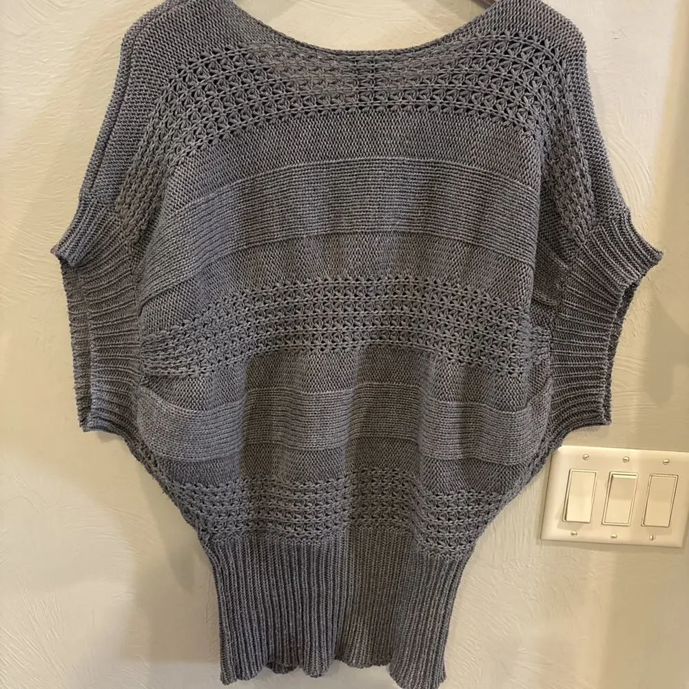Dex Women Sweater Vest Size XS Gray With Knit Design Cap Sleeves Business‎ 90’s